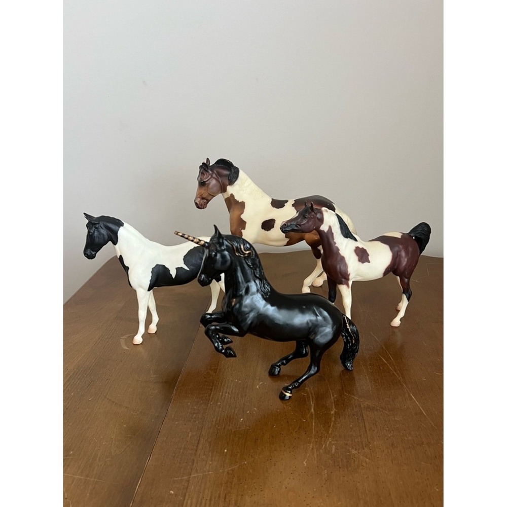 Breyer Model Horses Collectible Set of 4 Tobiano, Pinto, Unicorn III, Kalico